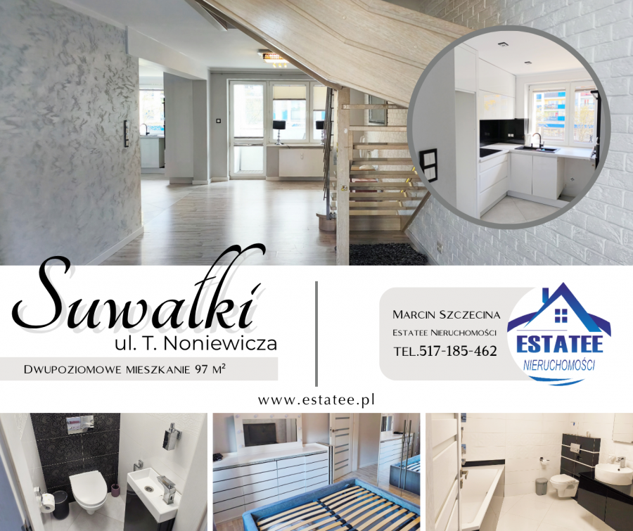 Dwupoziomowe 97m2 mieszkanie na sprzedaż - Suwałki, ul. Noniewicza