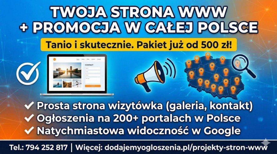 Strona internetowa od 500 PLN z mocną promocją na START/ FAKTURA