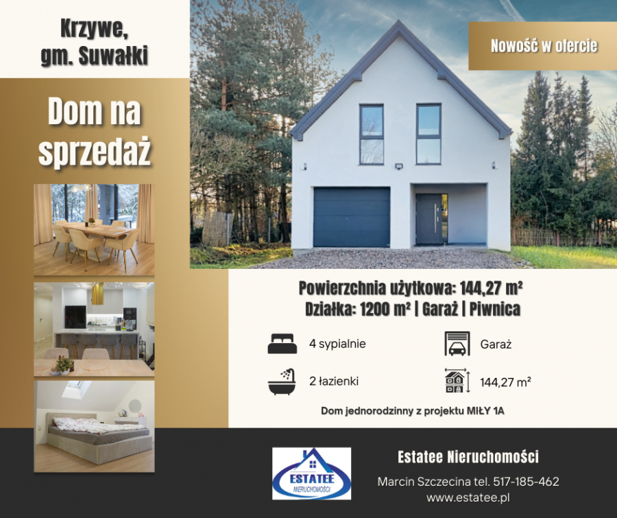 Krzywe, gm. Suwałki - Dom jednorodzinny z projektu MIŁY 1A