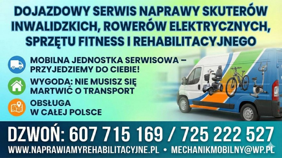 Profesjonalny serwis z dojazdem: rehabilitacja, fitness, skutery, rowery