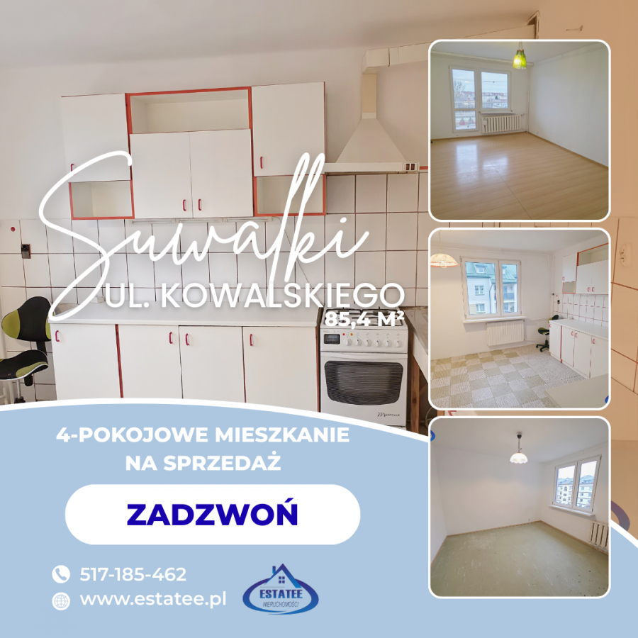 NA SPRZEDAŻ – 4-pokojowe mieszkanie | Suwałki, ul. Kowalskiego