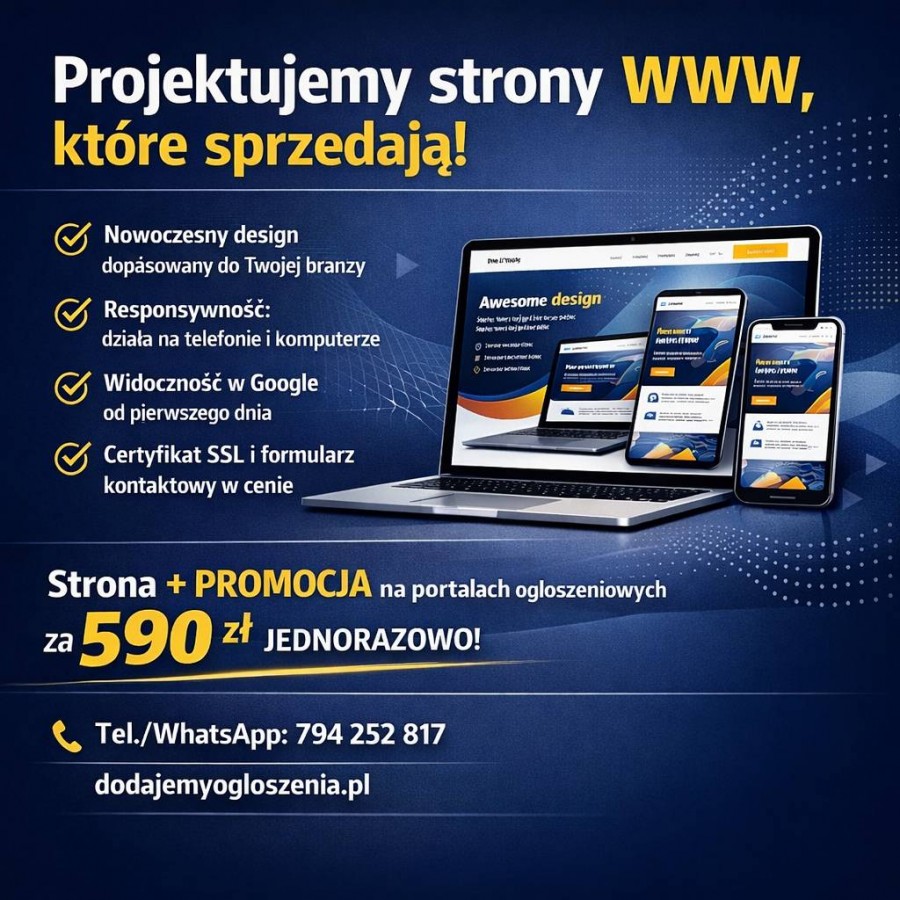 Strona Internetowa od 590 zł - płacisz raz i masz gotowe