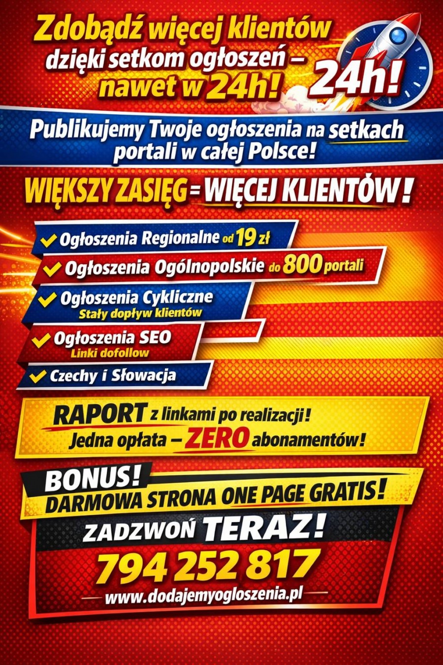 Opublikujemy Twoje ogłoszenie na setkach portali + darmowa strona WWW gratis | Dodawanie ogłoszeń