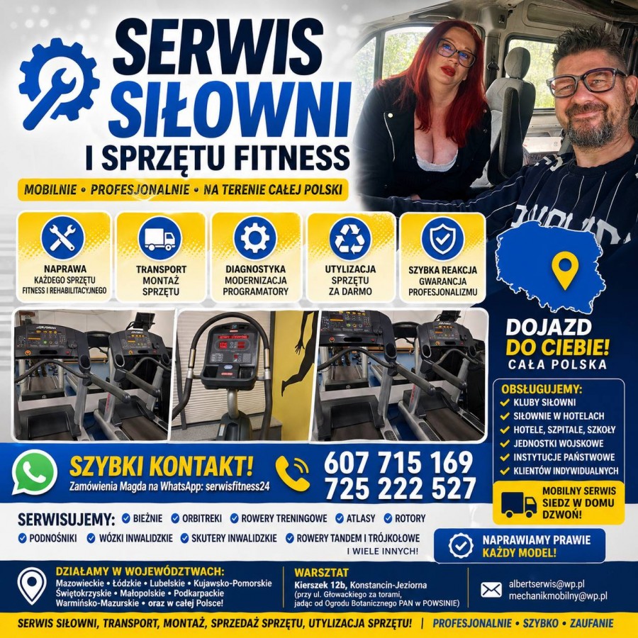 Serwis siłowni Polska Warszawa Polska Łódź Lublin Kielce Olsztyn
