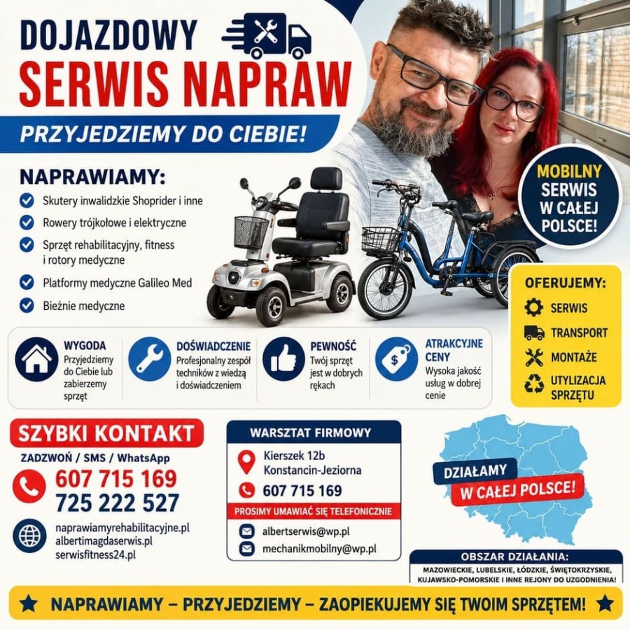 Dojazdowy Serwis Naprawy Skuterów Inwalidzkich Shoprider, Rowerów Trójkołowych