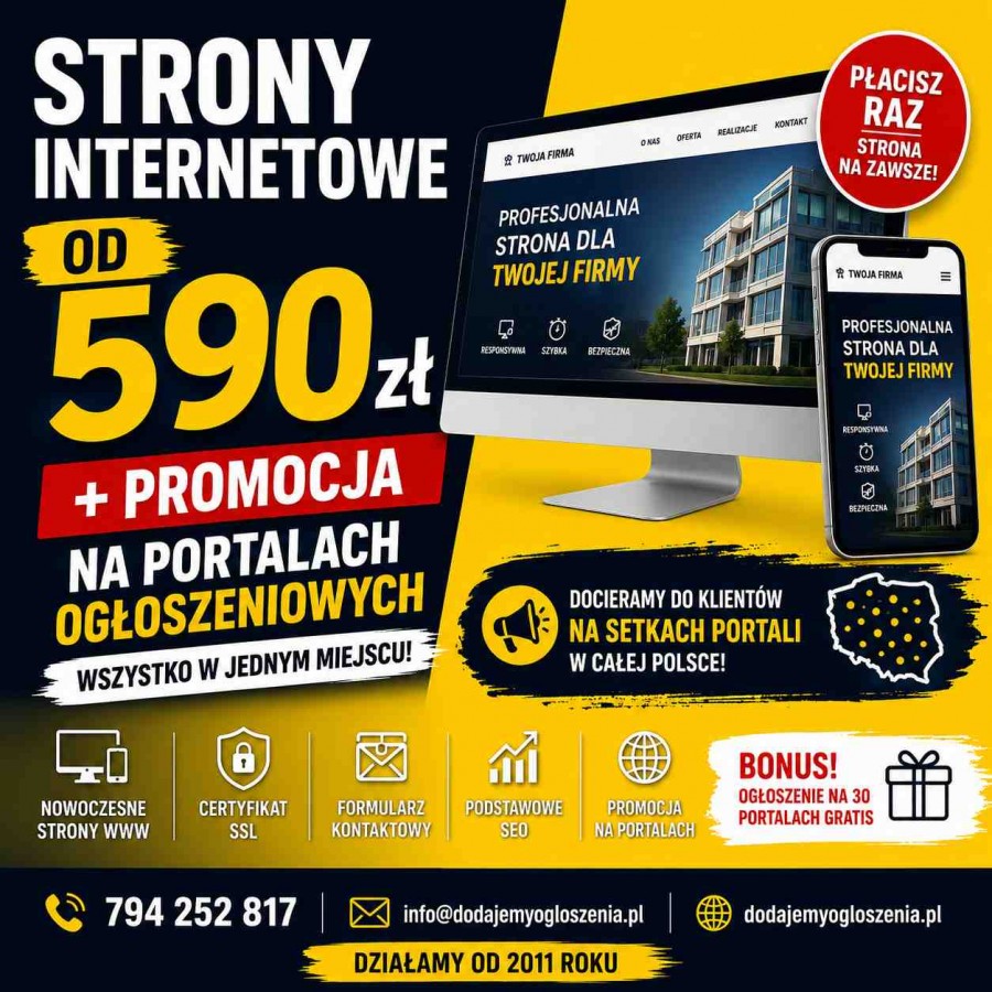 Strony internetowe Suwałki od 590 zł | Publikacja ogłoszeń na portalach