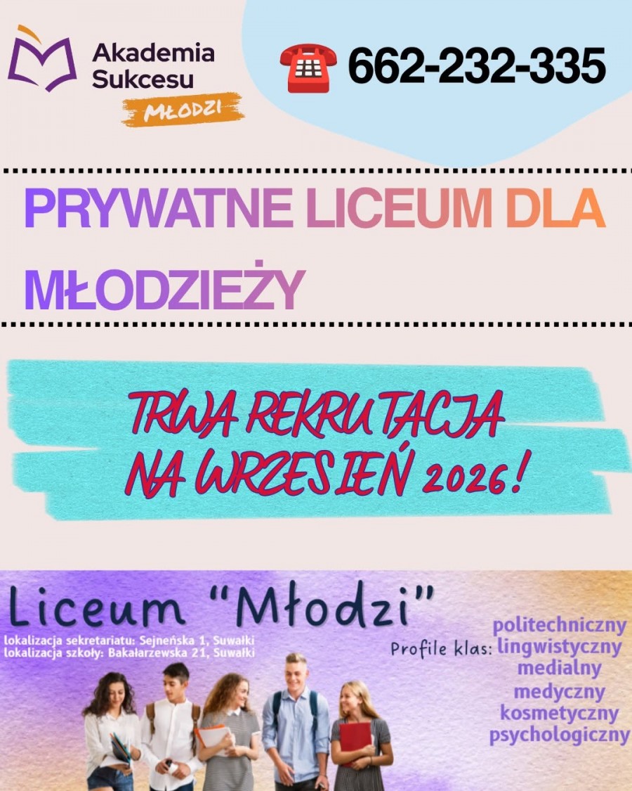 Prywatne liceum dla młodzieży! 