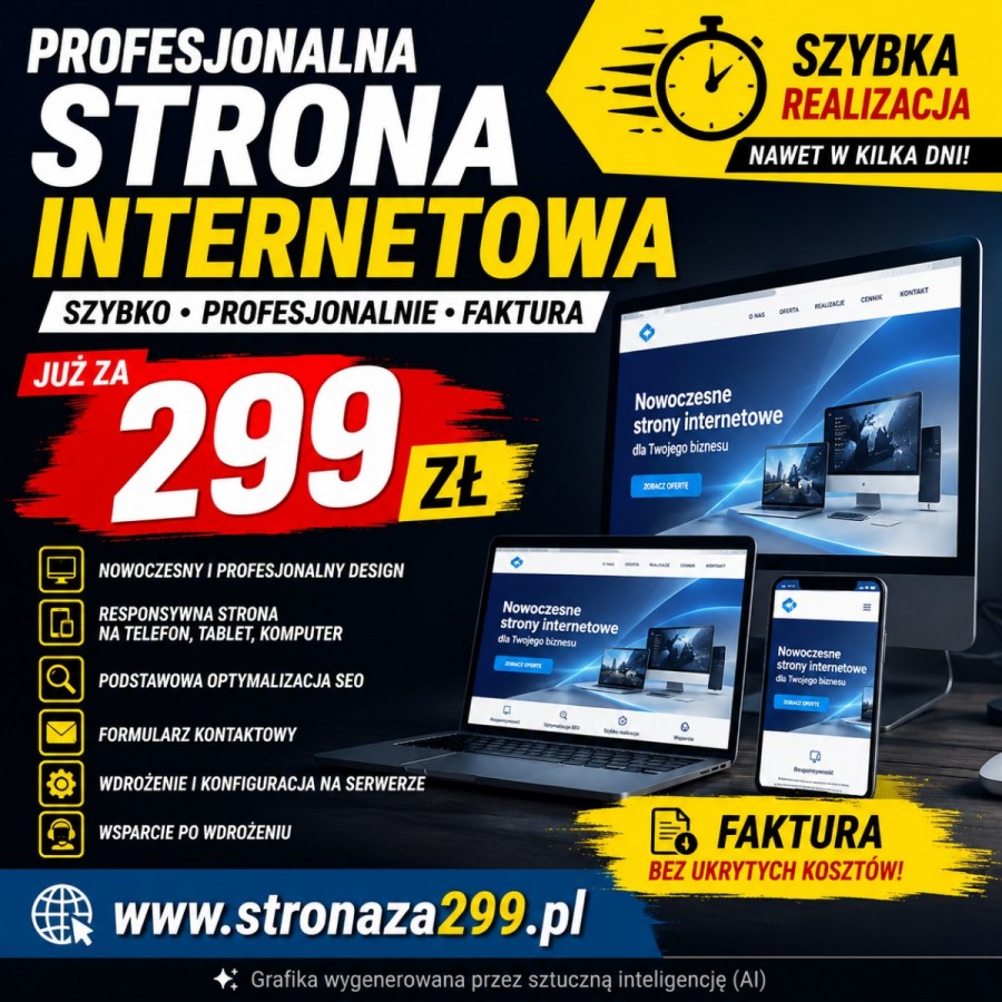 Strona WWW 299 zł - od A do Z - bez przepłacania
