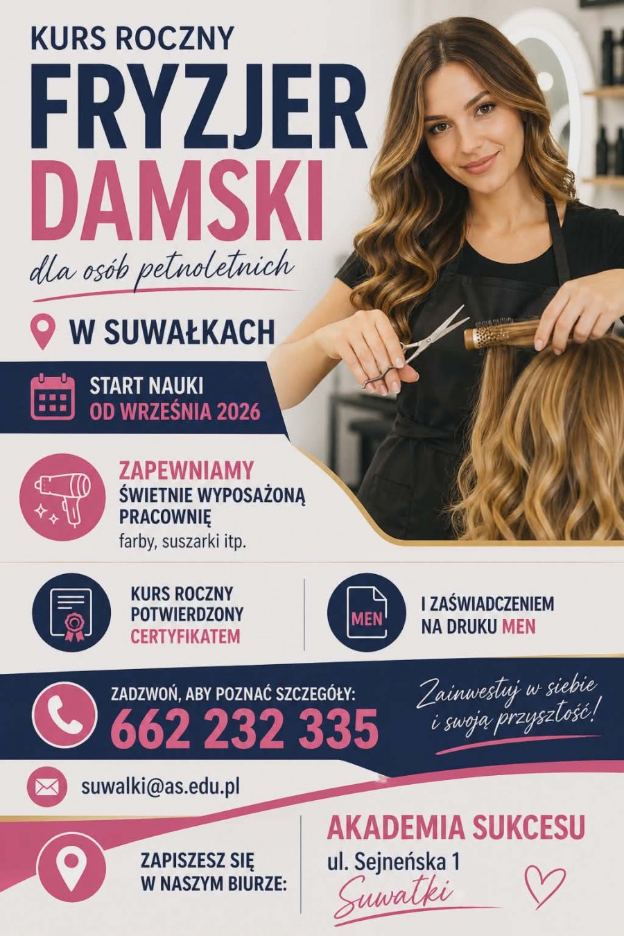FRYZJER DAMSKI - KURS ROCZNY!