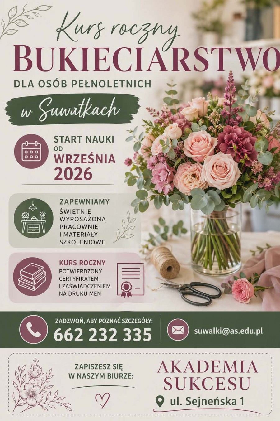 Bukieciarstwo - kurs roczny! 
