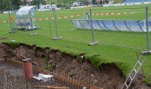 Koszmarny wypadek na stadionie miejskim. Robotnik został ciężko ranny