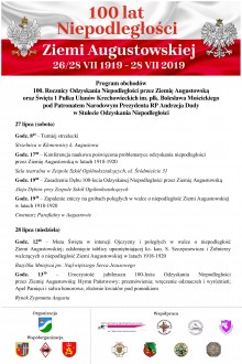 Obchody 100. Rocznicy Odzyskania Niepodległości przez Ziemię Augustowską