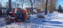 Wypadek na trasie Suwałki - Olecko. Kierowca trafił do szpitala [zdjęcia]