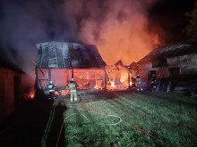 Pożar stodoły w Jaśkach koło Raczek