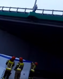 Obwodnica Suwałk była zablokowana. Groził samobójstwem