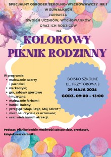 Kolorowy Piknik Rodzinny Specjalnego Ośrodka Szkolno-Wychowawczego nr 1 w Suwałkach