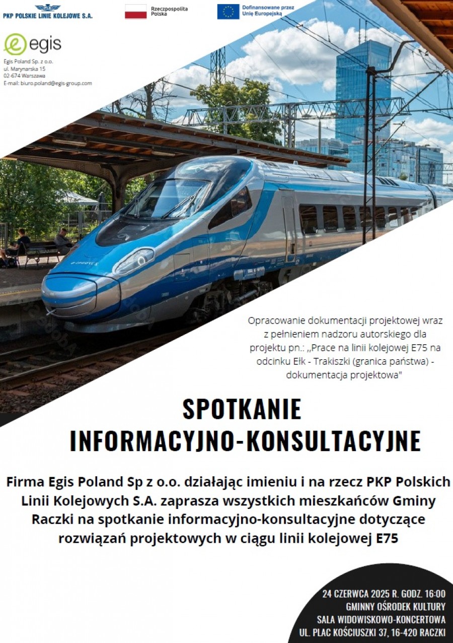 Rail Baltica przez Gminę Raczki. Spotkanie konsultacyjne w sprawie linii kolejowej Ełk – Trakiszki
