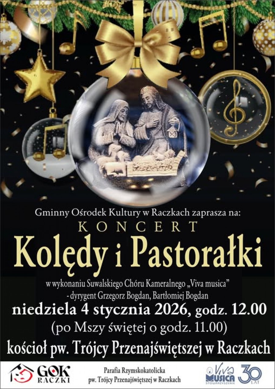 Koncert Kolęd i Pastorałek w wykonaniu Suwalskiego Chóru Kameralnego Viva Musica w Raczkach