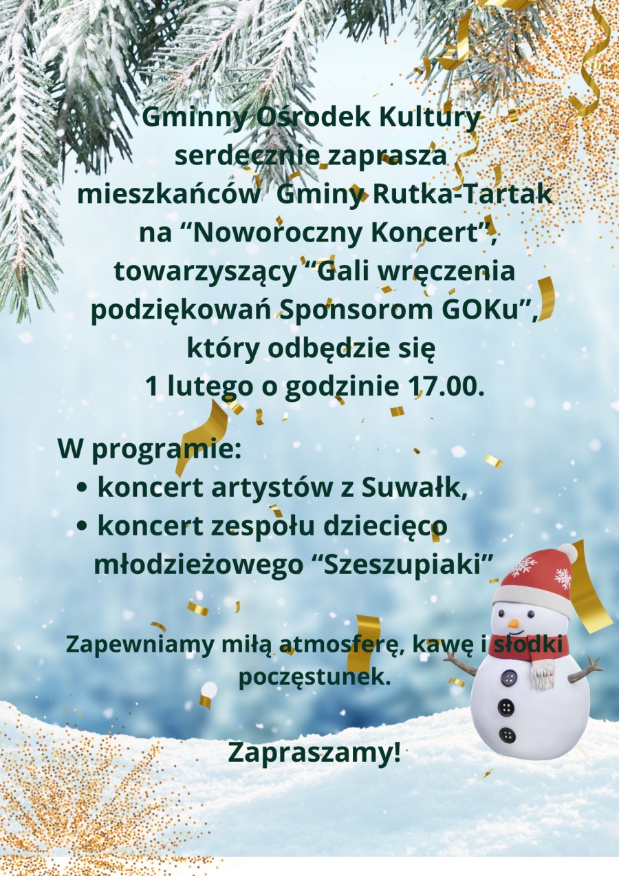 Koncert Noworoczny w Gminnym Ośrodku Kultury w Rutce-Tartak
