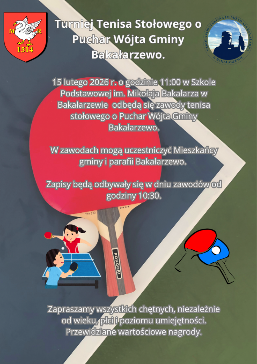 Zawody w tenisa stołowego o Puchar Wójta Gminy Bakałarzewo
