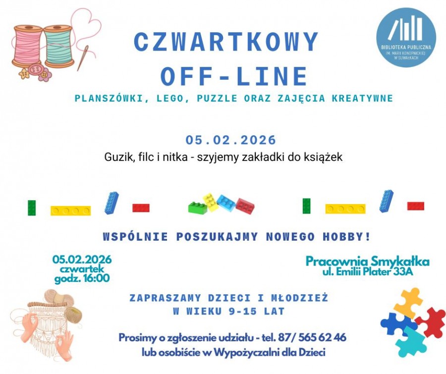 Czwartkowy OFF-LINE w Bibliotece: szycie zakładek
