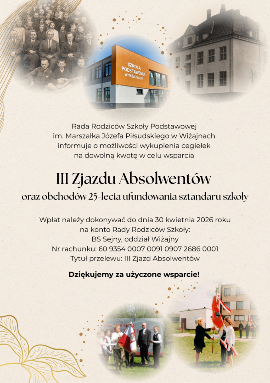 Gmina Wiżajny. Cegiełki na obchody jubileuszu Szkoły Podstawowej