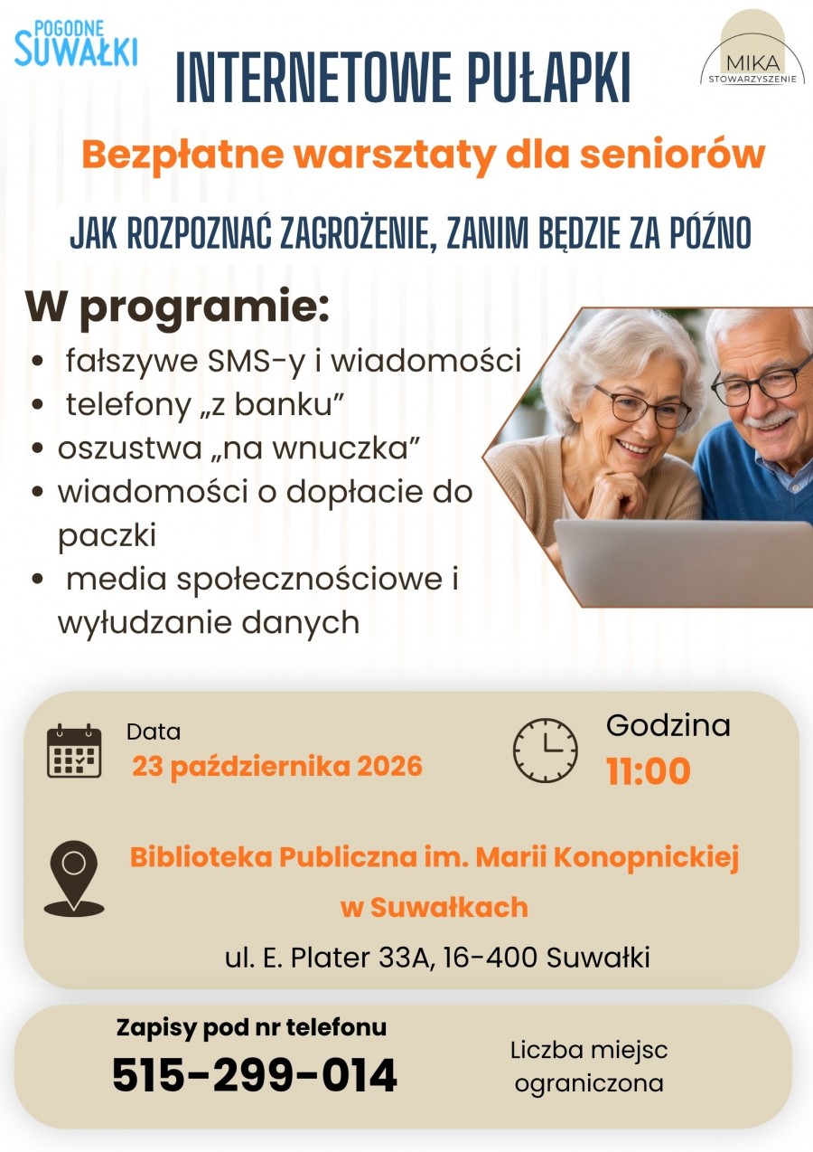 Internetowe pułapki – bezpłatne warsztaty dla seniorów w Bibliotece Publicznej 
