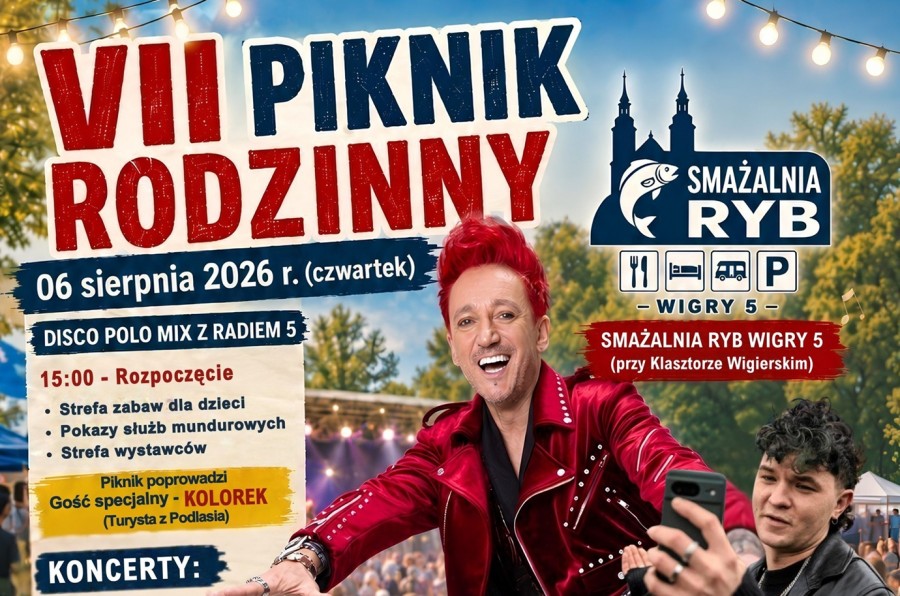 Już w ten czwartek Piknik Rodzinny w Smażalni Ryb Wigry 5. Kolorek i Michał Wiśniewski