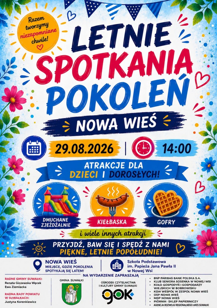Gmina Suwałki zaprasza na Letnie Spotkania Pokoleń w Nowej Wsi