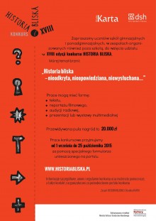 18. edycja konkursu HISTORIA BLISKA  Jakie tajemnice skrywają lokalne społeczności? 