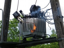 Pożar transformatora w Bakaniuku