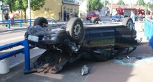 Pijany kierowca dachował w Suwałkach