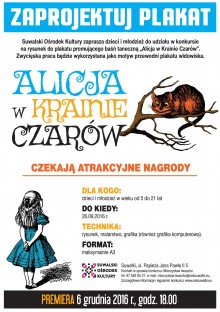 Narysuj plakat do „Alicji w Krainie czarów”. Konkurs rysunkowy dla dzieci